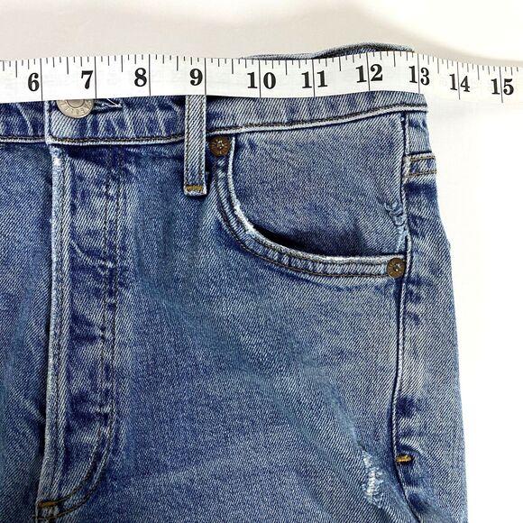 Agolde Nico Slim High Rise Jeans Womens Size 25 Blue Distressed Slits Button Fly - Picture 16 of 16